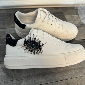 Kurt Geiger Embroidered Evil Eye White Sneakers